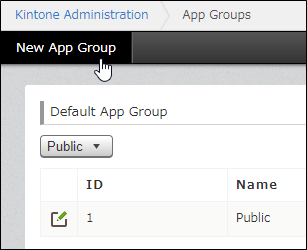 Screenshot: Hovering the cursor over "New App Group"