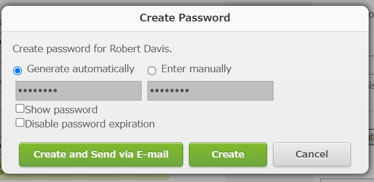 Screenshot: The "Create Password" dialog