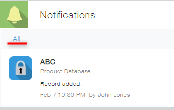 Screenshot: A notification received as an "All" notification