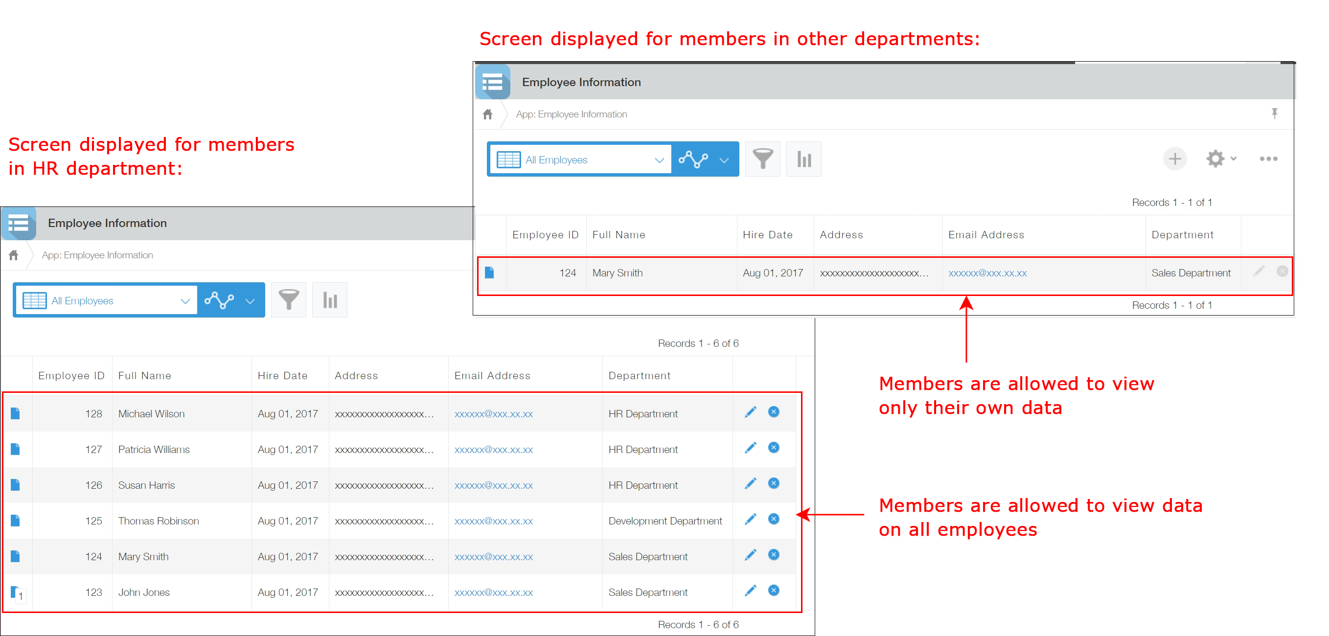 Screenshot: Using permission settings to make certain information viewable only to certain users