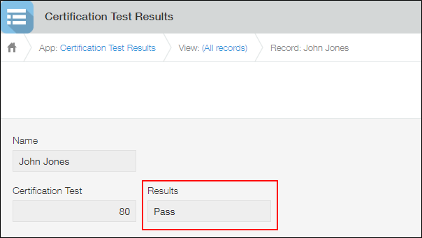 Screenshot: The calculation result