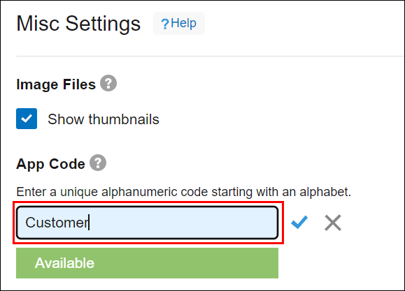 Screenshot: An app code is being edited in the app code input field