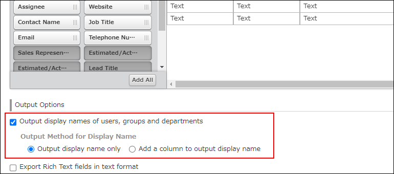 Output Options