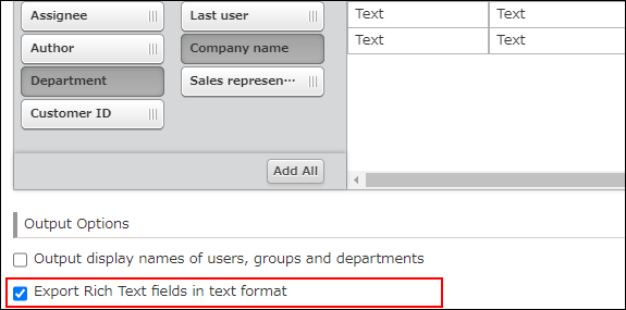 Output Options