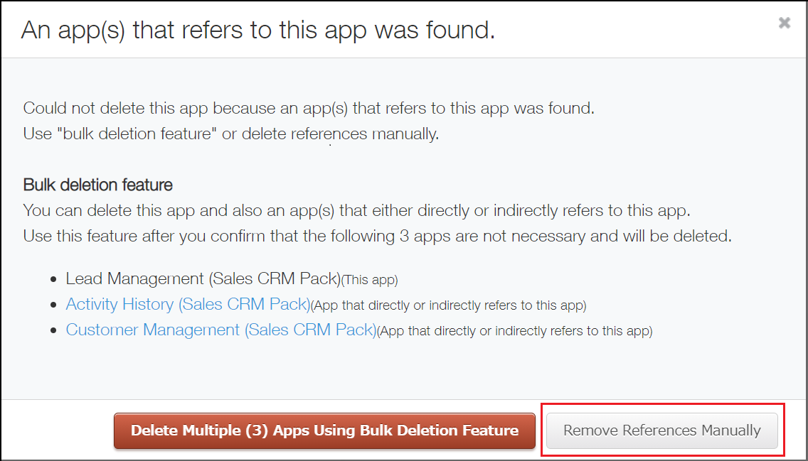 Screenshot: The "Remove References Manually" button is outlined