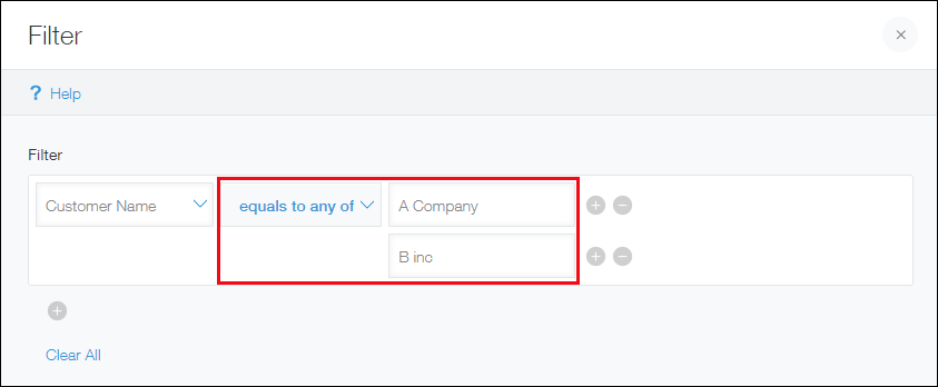 Specifying filter conditions