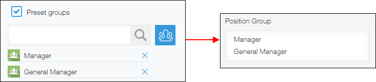 Screenshot: How preset groups are displayed