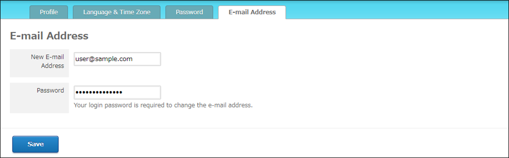 Screenshot: The "E-mail Address" tab is selected