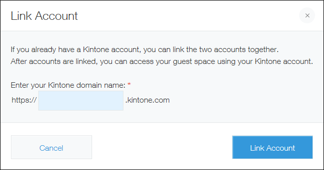 Screenshot: The "Link Account" dialog is displayed