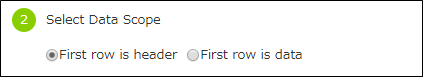 Screenshot: Screen to specify whether the first row of the file is header