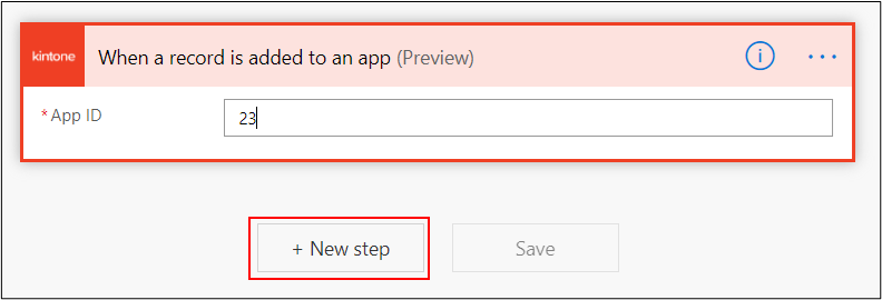 Screenshot: The "New step" button