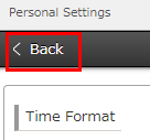 Screenshot: The "Back" button on the "Personal Settings" screen