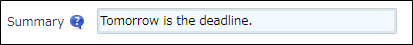 Screenshot: Entering text in the "Summary" input field
