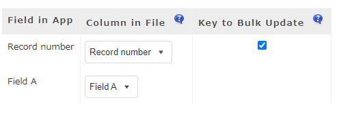 Screenshot: Mapping app fields to file columns