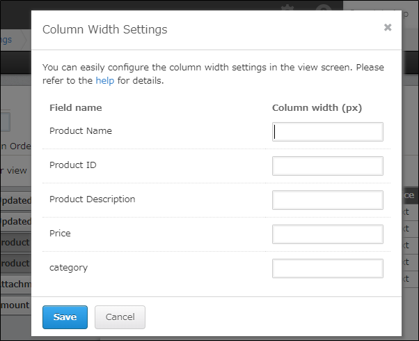 The "Column Width Settings" dialog