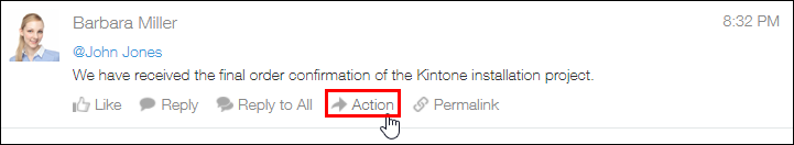 Screenshot: "Action" is outlined