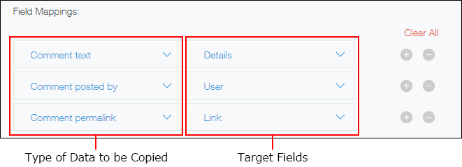 Screenshot: Specifying mappings under "Field Mappings"