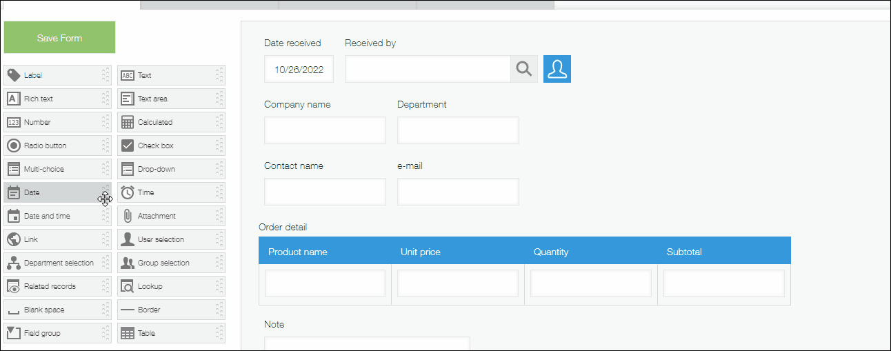 Adding a field to the table